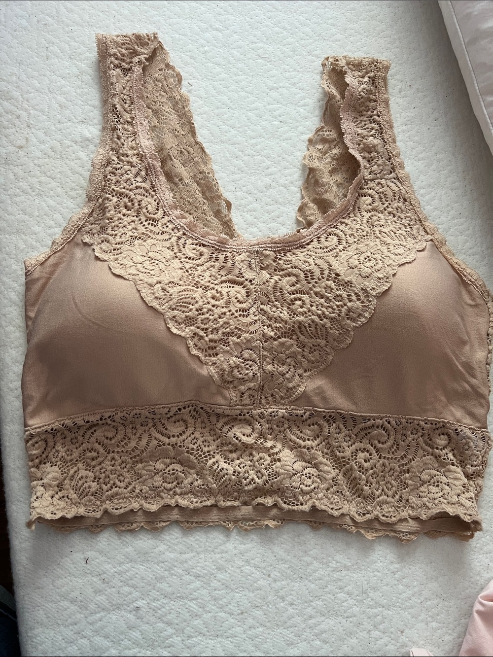 Lace Longline Bralette in Light Nude Blush